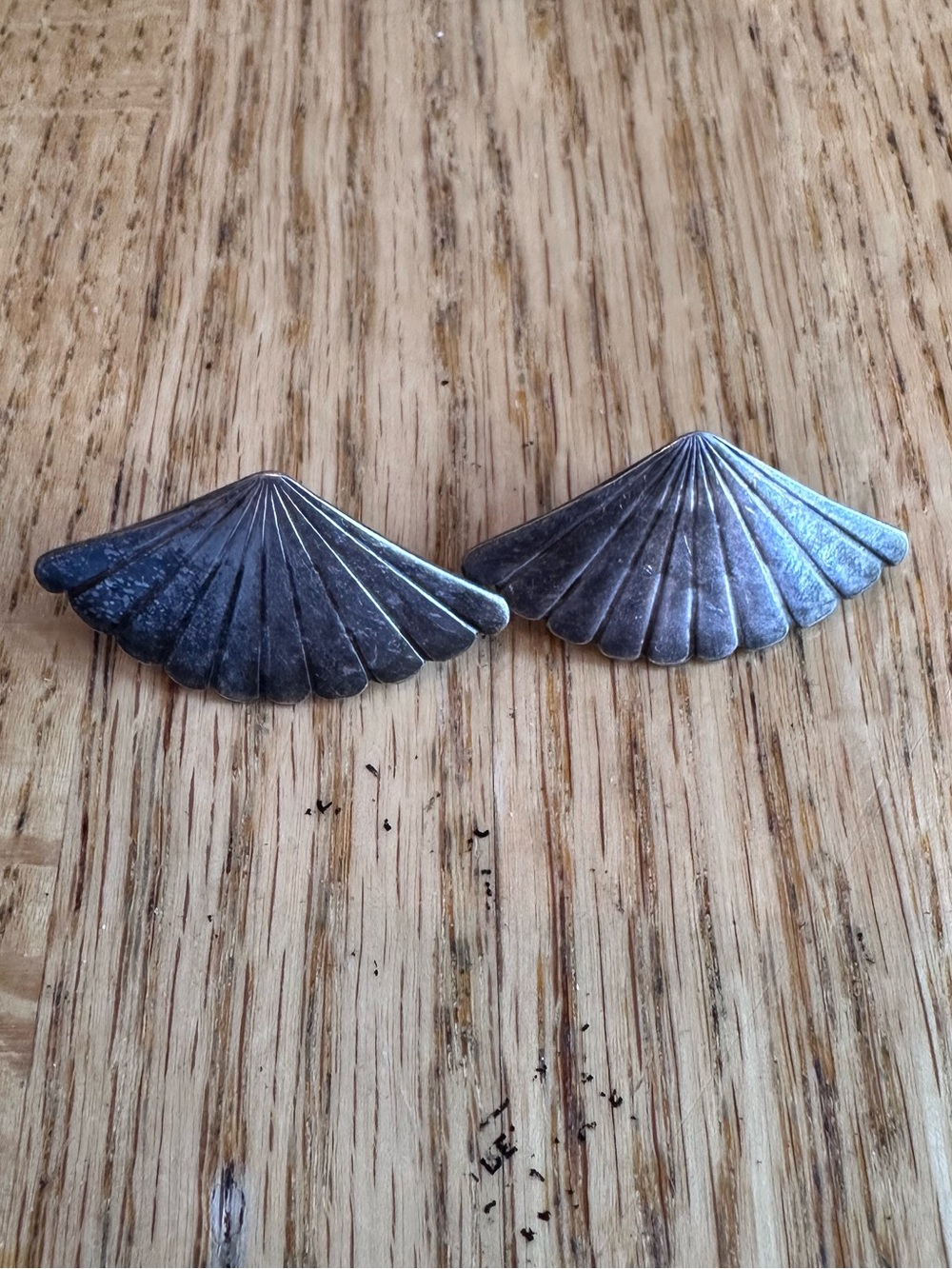 Vintage Silver Fan-Shaped Earrings